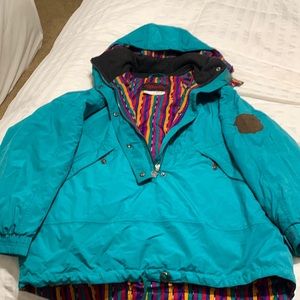 Kaelin ski jacket. Teal with stripes inside. Size 8
